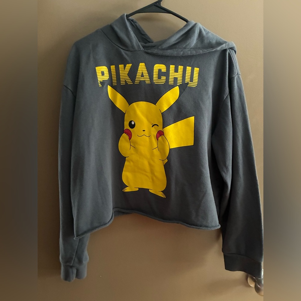 Pokemon Pikachu Gray Cropped Hoodie